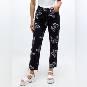 PacSun Eco Women’s Butterfly High Waisted & Rise Straight Cropped Black Jeans 25